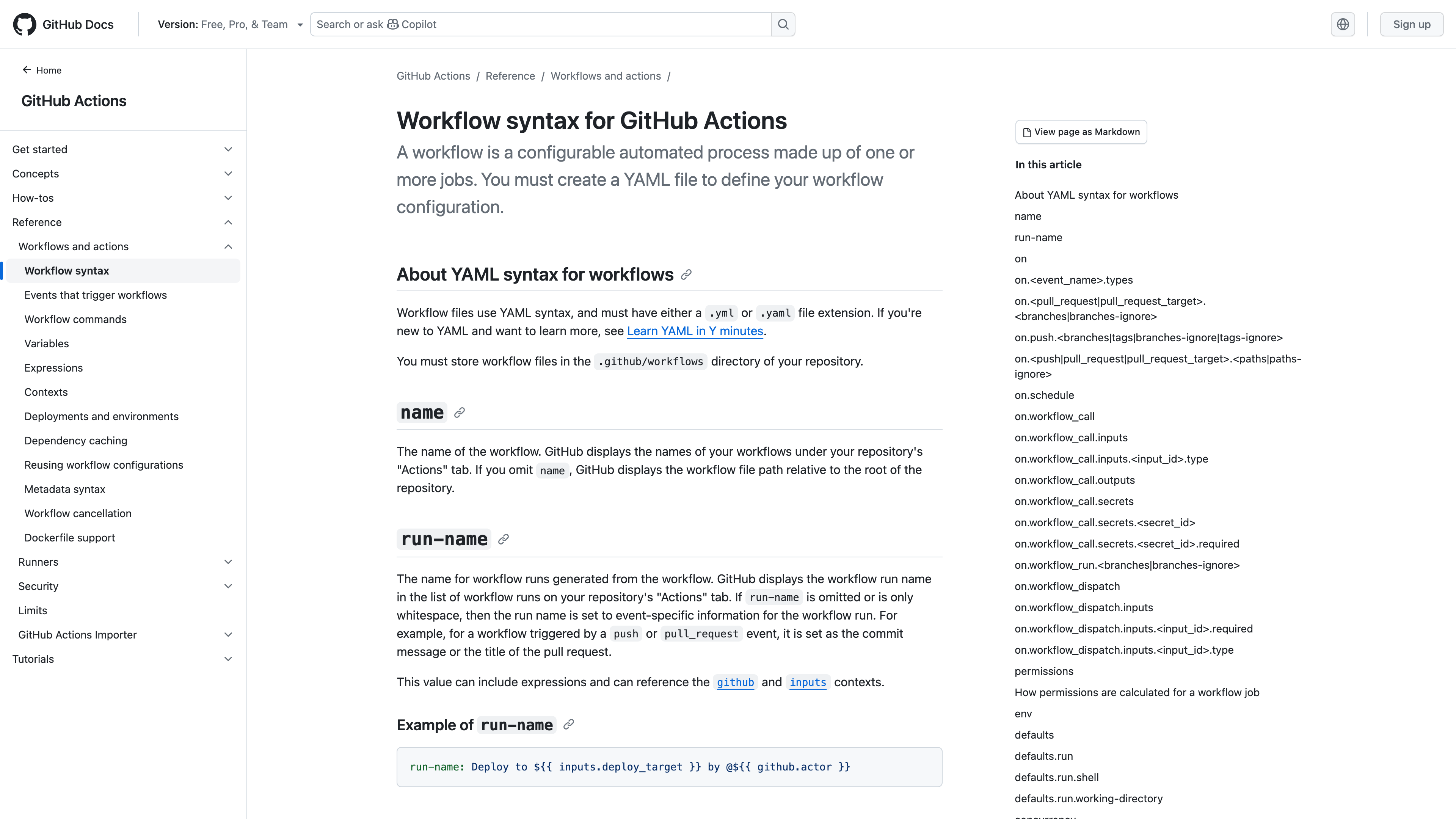 GitHub Action Example