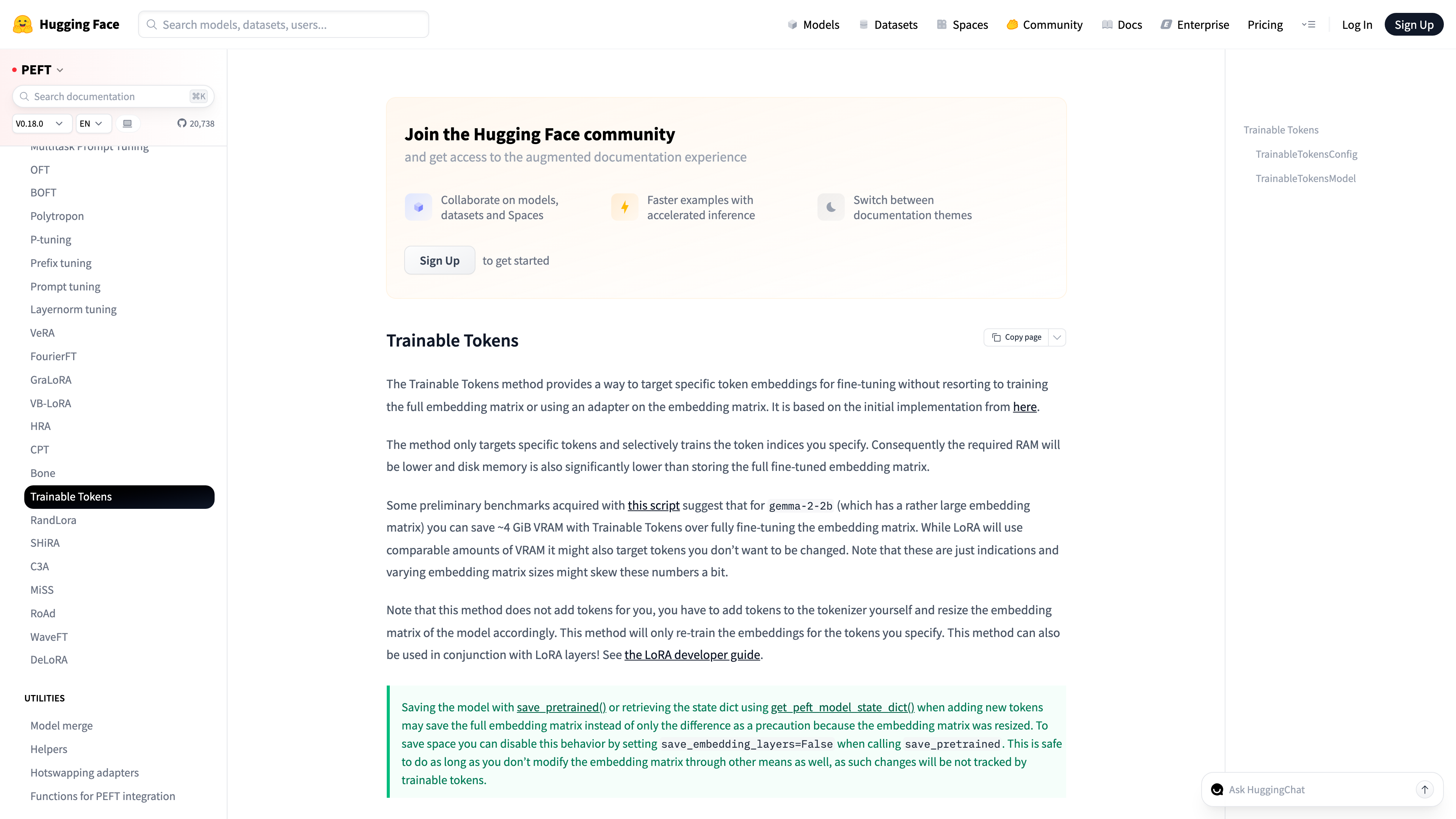 Fine-Tuning vs RAG: PEFT and parameter-efficient fine-tuning documentation on Hugging Face