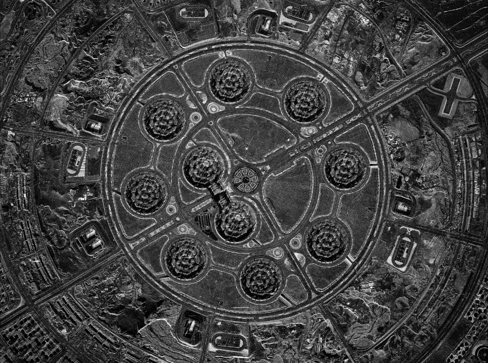 SAR imaging panel with AI-highlighted changes in terrain and infrastructure