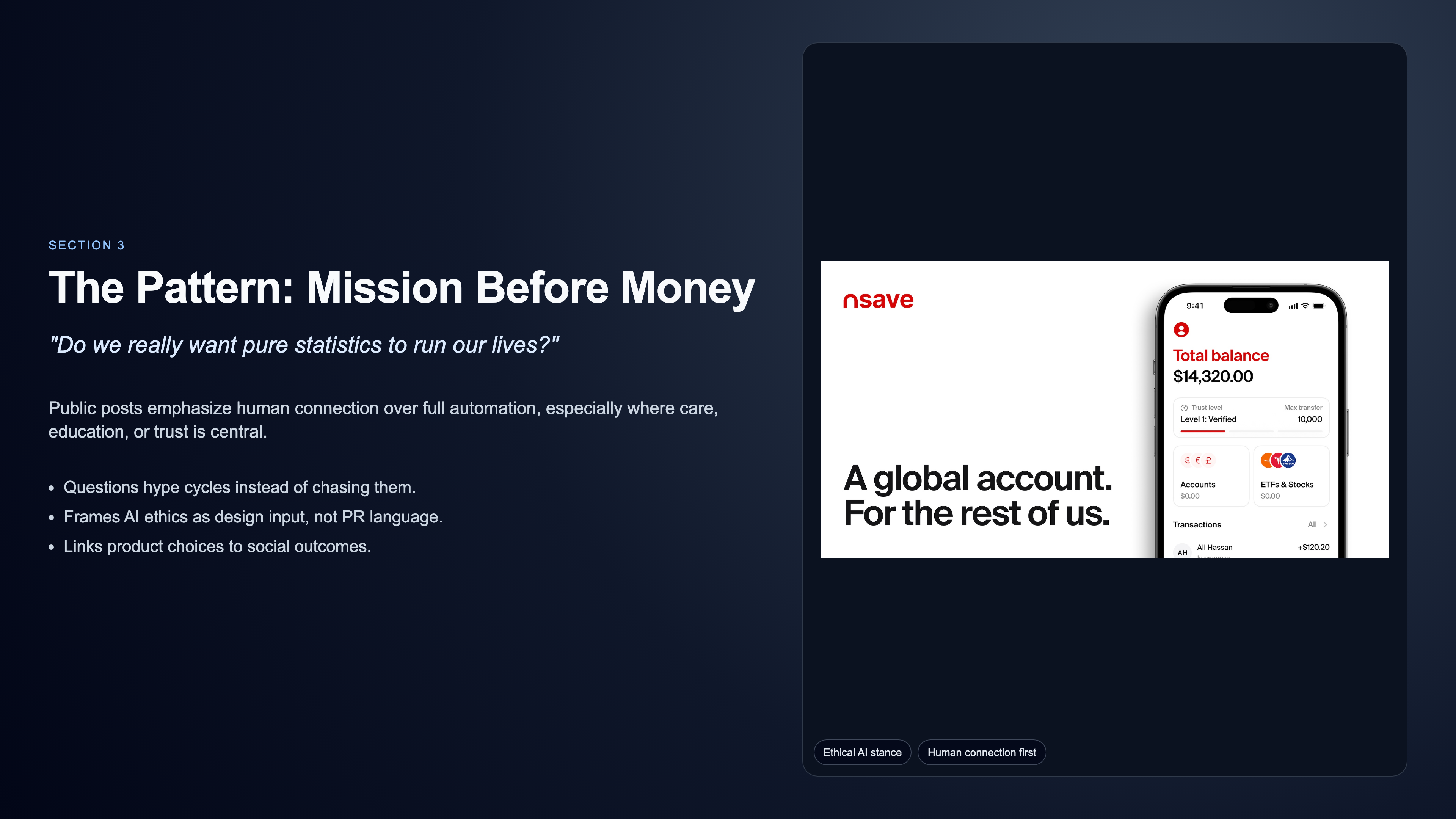 Mission before money visual